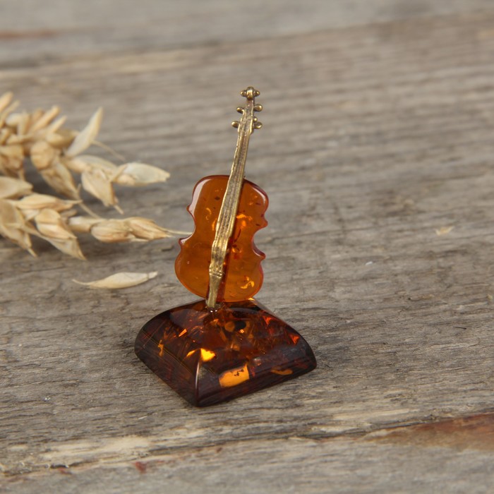 Сувенир из латуни и янтаря "Скрипка" МИКС
