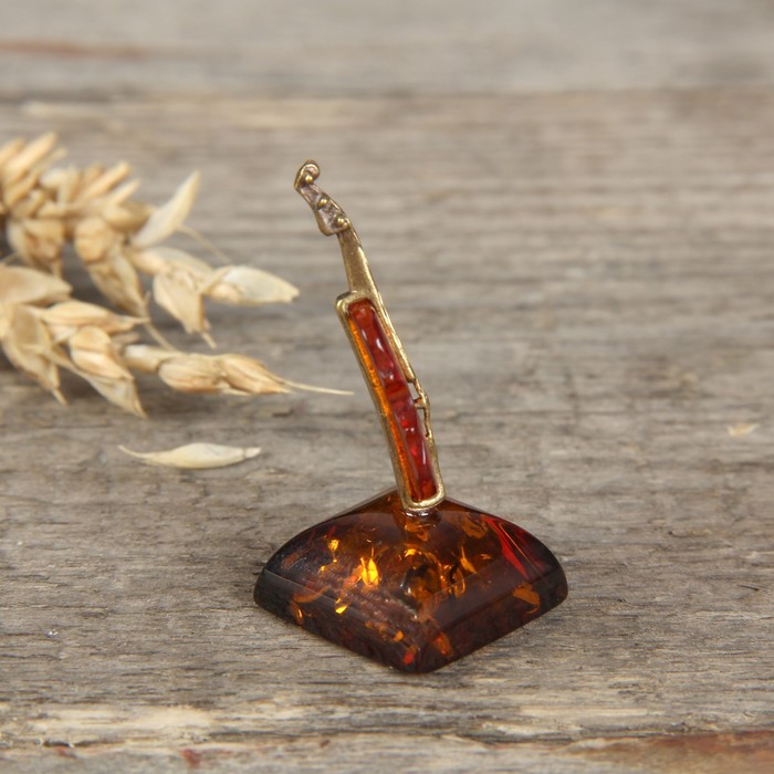 Сувенир из латуни и янтаря "Скрипка" МИКС