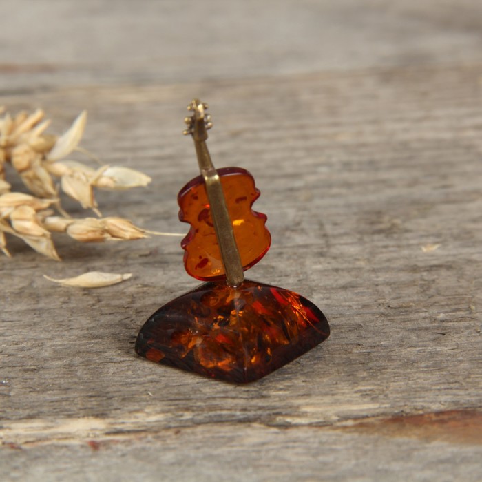 Сувенир из латуни и янтаря "Скрипка" МИКС