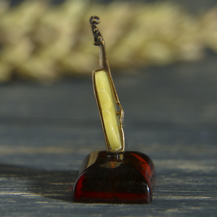 Сувенир из латуни и янтаря "Скрипка" МИКС