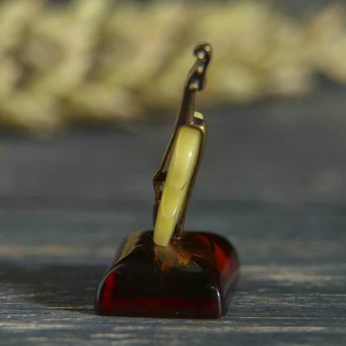 Сувенир из латуни и янтаря "Скрипка" МИКС