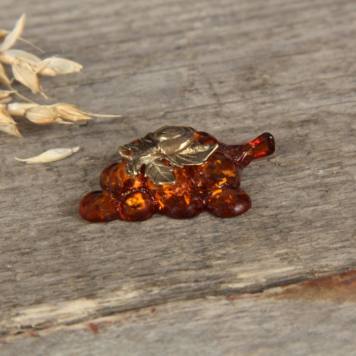 Сувенир из латуни и янтаря "Улитка" МИКС