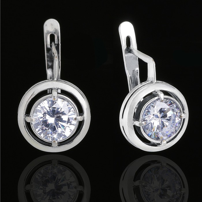 Серьги "Фестиваль", цвет белый в чернёном серебре