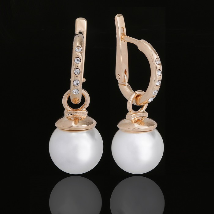 Серьги "Фогель", цвет белый в золоте