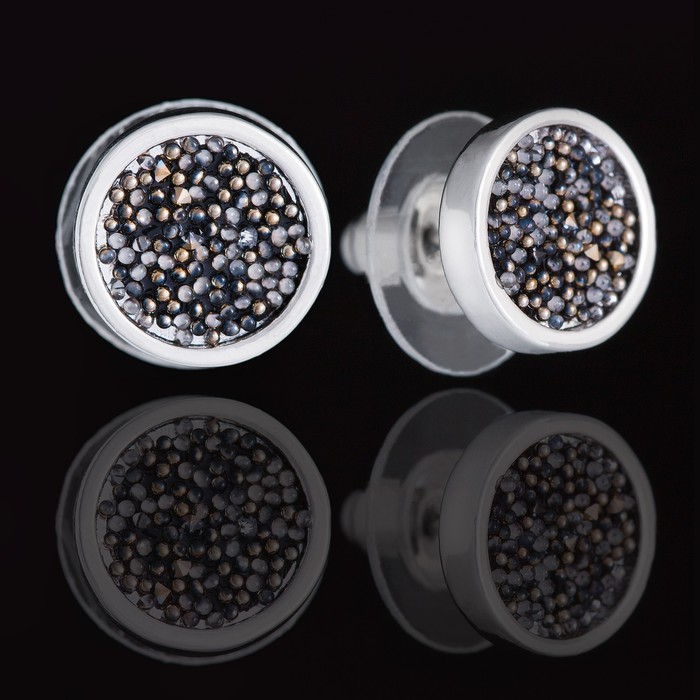 Серьги "Вирго", цвет серый в серебре