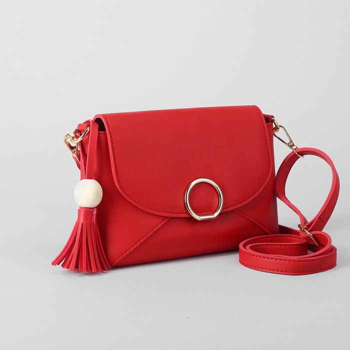 Сумка женская, отдел на молнии, длинный ремень, цвет красный