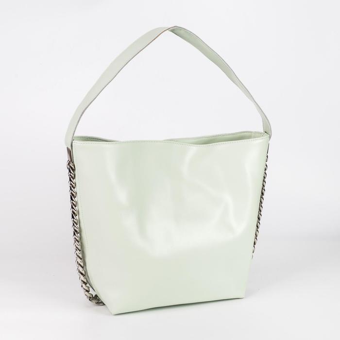 Сумка женская, отдел с перегородкой на молнии, длинный ремень, цвет мятный