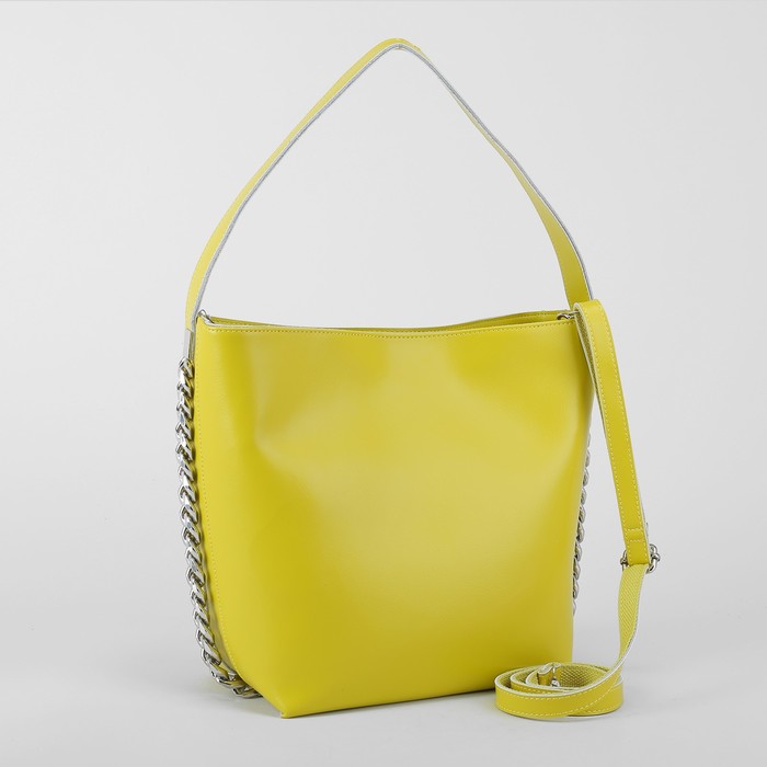 Сумка женская, отдел с перегородкой на молнии, длинный ремень, цвет жёлтый