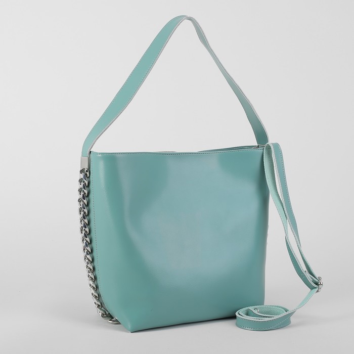 Сумка женская, отдел с перегородкой на молнии, длинный ремень, цвет зелёный