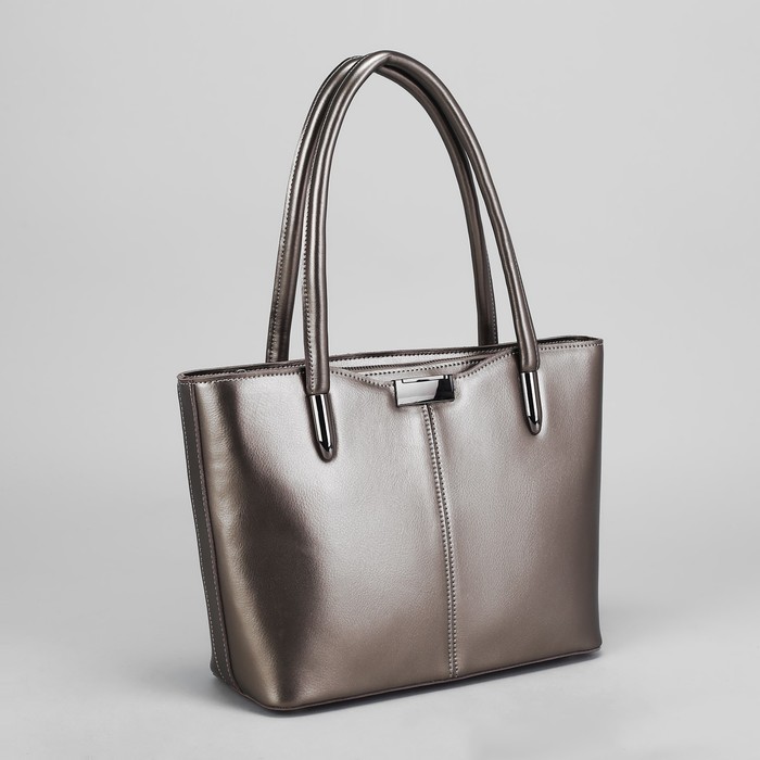 Сумка женская, отдел с перегородкой на молнии, 2 наружных кармана, цвет серебристый