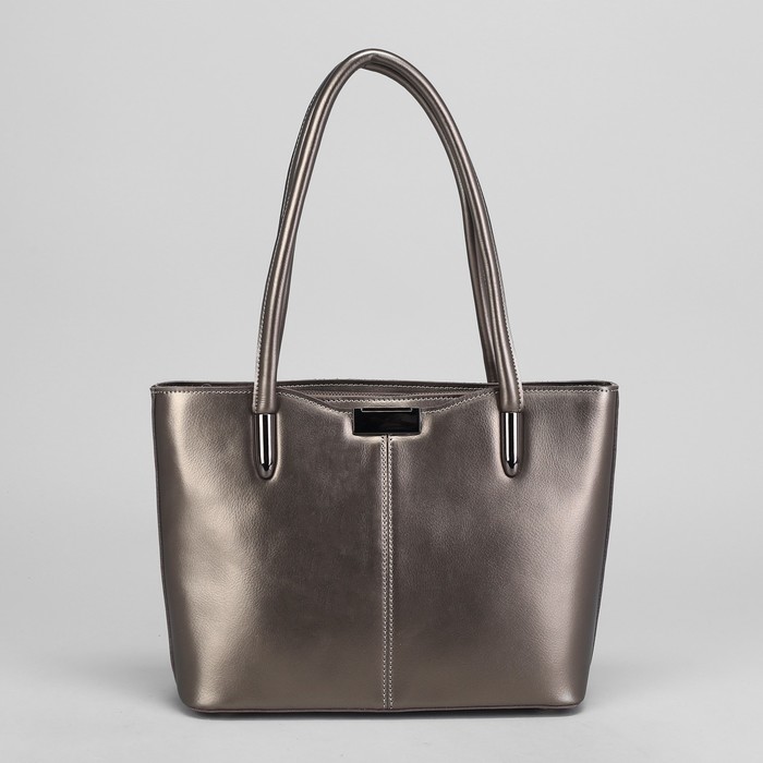 Сумка женская, отдел с перегородкой на молнии, 2 наружных кармана, цвет серебристый