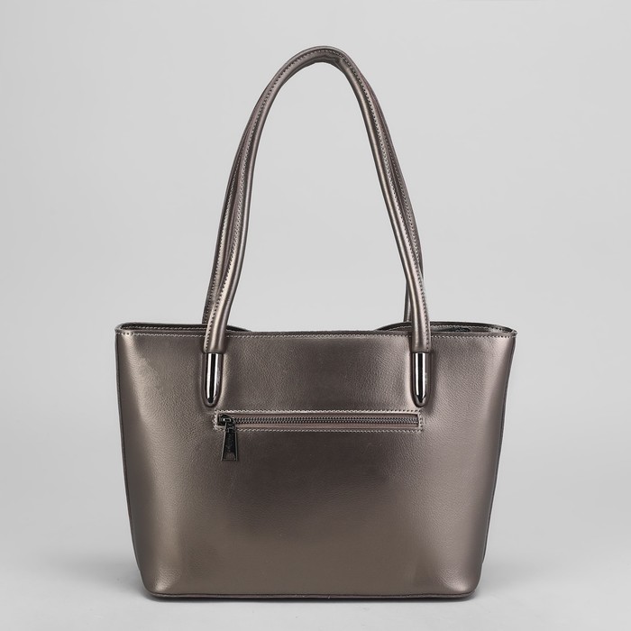 Сумка женская, отдел с перегородкой на молнии, 2 наружных кармана, цвет серебристый