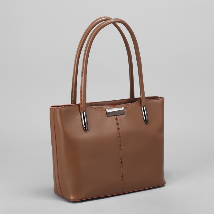 Сумка женская, отдел с перегородкой на молнии, 2 наружных кармана, цвет пудровый