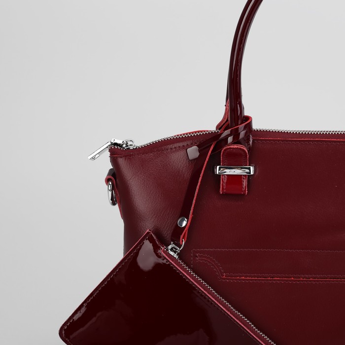 Сумка женская, с кошельком, отдел с перегородкой на молнии, 2 наружных кармана, цвет бордовый