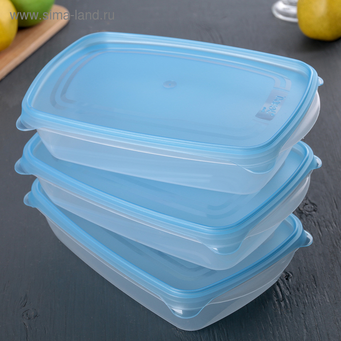 Набор пищевых контейнеров «Трио», 3 шт, 1,3 л, цвет микс цена и фото