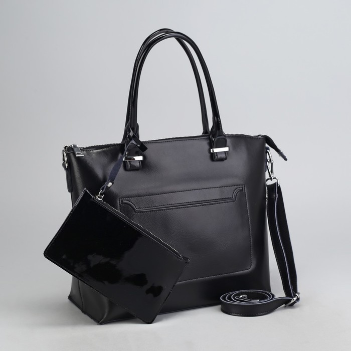 Сумка женская, с кошельком, отдел с перегородкой на молнии, 2 наружных кармана, цвет чёрный