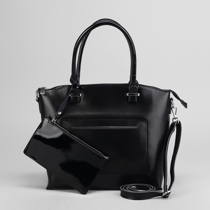 Сумка женская, с кошельком, отдел с перегородкой на молнии, 2 наружных кармана, цвет чёрный