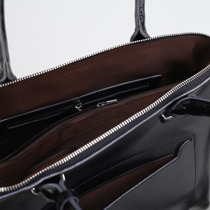 Сумка женская, с кошельком, отдел с перегородкой на молнии, 2 наружных кармана, цвет чёрный