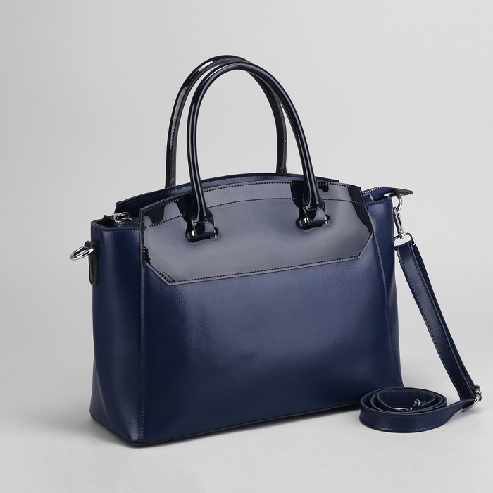 Сумка женская, отдел с перегородкой на молнии, наружный карман, длинный ремень, цвет синий