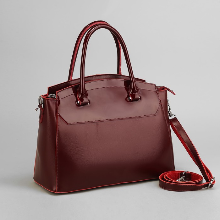 Сумка женская, отдел с перегородкой на молнии, наружный карман, длинный ремень, цвет бордовый