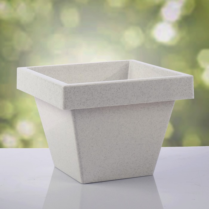 Кашпо 3,8 л "Квадро", цвет белый гранит