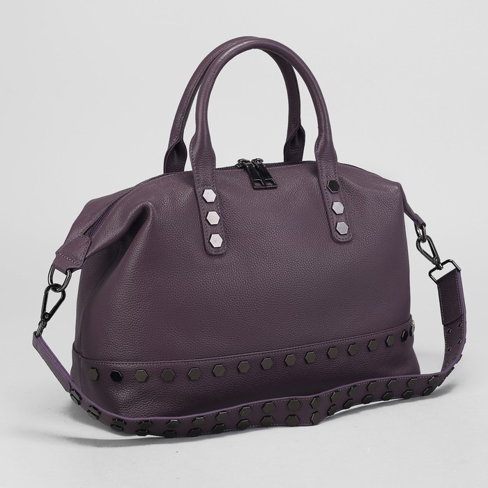 Сумка женская, отдел с перегородкой на молнии, наружный карман, длинный ремень, цвет сиреневый