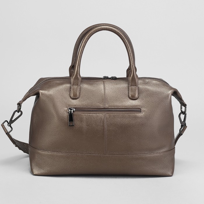 Сумка женская, отдел с перегородкой на молнии, наружный карман, длинный ремень, цвет бронзовый