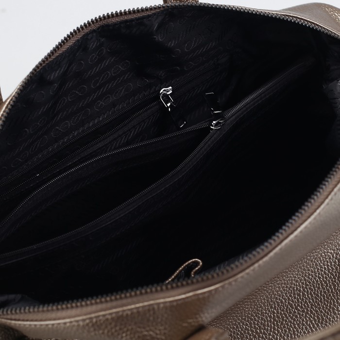 Сумка женская, отдел с перегородкой на молнии, наружный карман, длинный ремень, цвет бронзовый