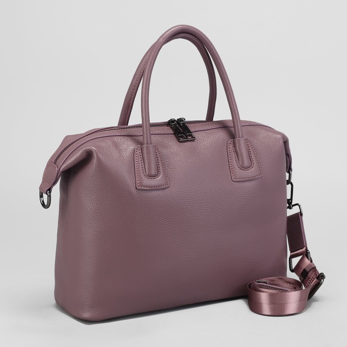 Сумка женская, отдел с перегородкой на молнии, наружный карман, длинный ремень, цвет пудровый