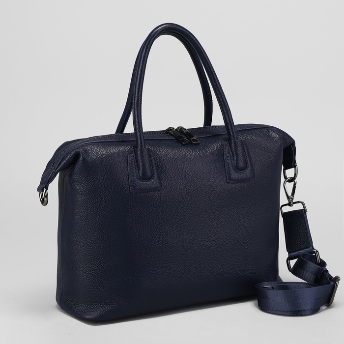 Сумка женская, отдел с перегородкой на молнии, наружный карман, длинный ремень, цвет синий