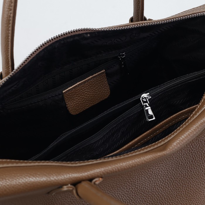 Сумка женская, отдел с перегородкой на молнии, наружный карман, длинный ремень, цвет хаки