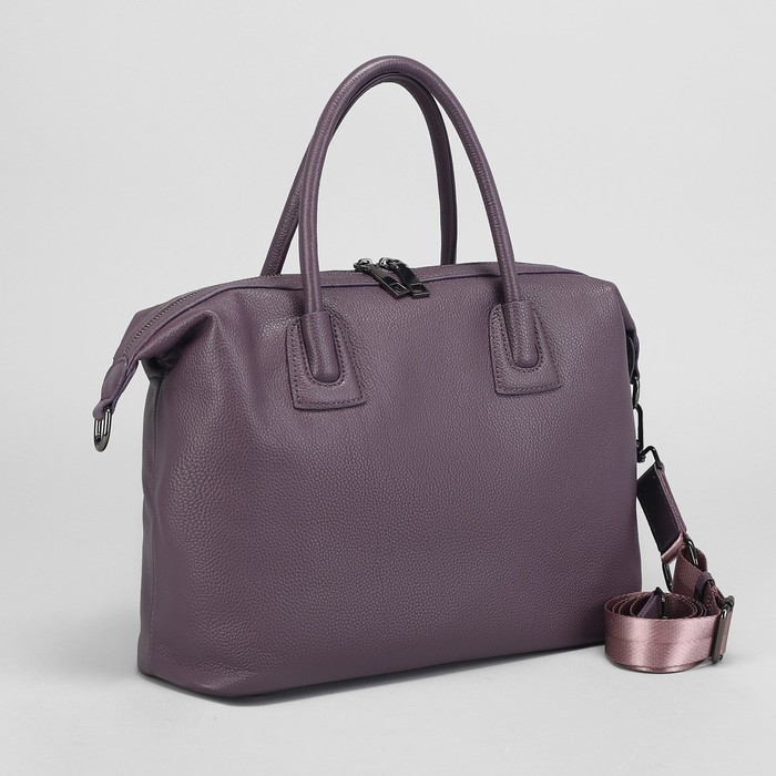 Сумка женская, отдел с перегородкой на молнии, наружный карман, длинный ремень, цвет сиреневый