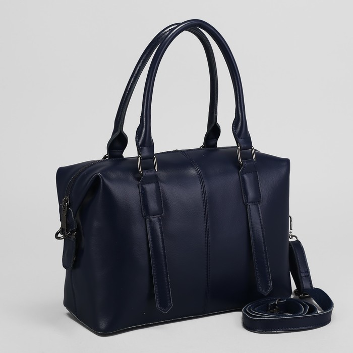 Сумка женская, отдел с перегородкой на молнии, наружный карман, длинный ремень, цвет синий