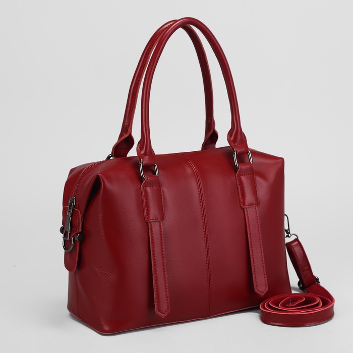 Сумка женская, отдел с перегородкой на молнии, наружный карман, длинный ремень, цвет бордовый