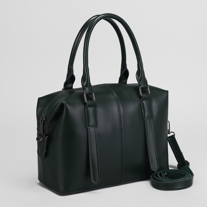 Сумка женская, отдел с перегородкой на молнии, наружный карман, длинный ремень, цвет зелёный