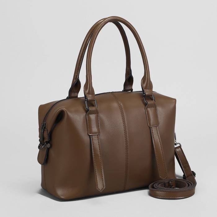 Сумка женская, отдел с перегородкой на молнии, наружный карман, длинный ремень, цвет хаки