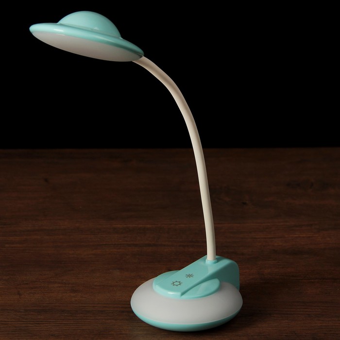 Лампа настольная сенсор 3 режима LEDх16 11W USB АКБ "НЛО-тарелка" голубая 31,5х12х10 см