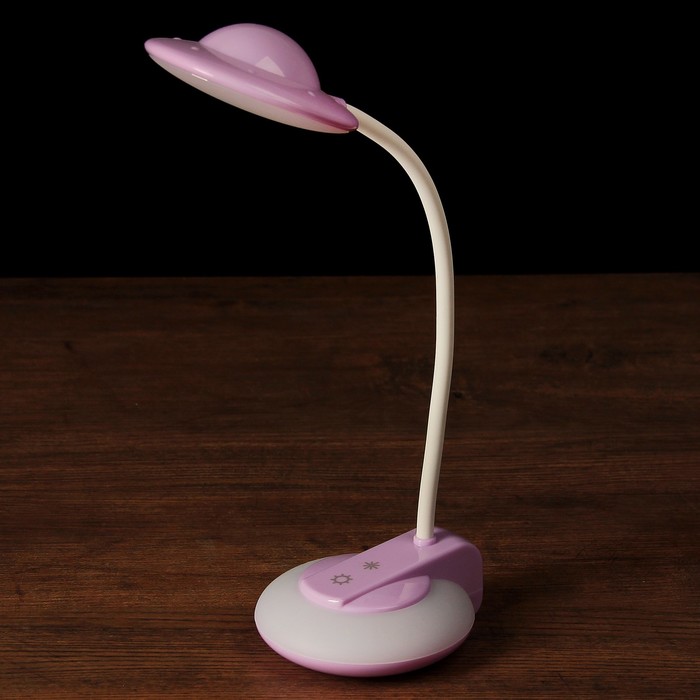 Лампа настольная сенсор 3 режима LEDх16 11W USB АКБ "НЛО-тарелка" фиолетовая 31,5х12х10 см