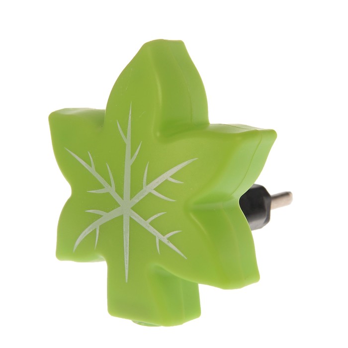 Ночник "Кленовый лист" 0,1W LED (датчик освещ, переходник, от 220V) МИКС 2,5x6.2x8 см