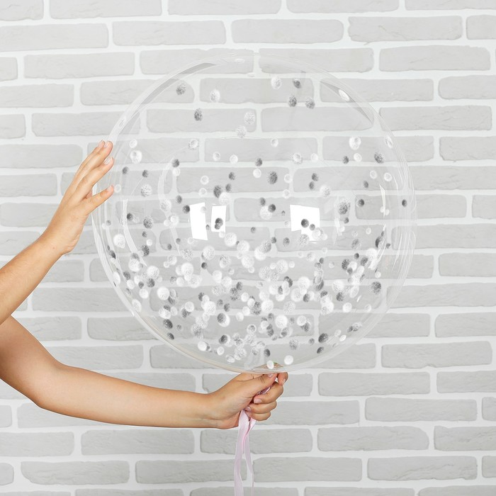 Набор "Шар прозрачный 18", конфетти круги серебро