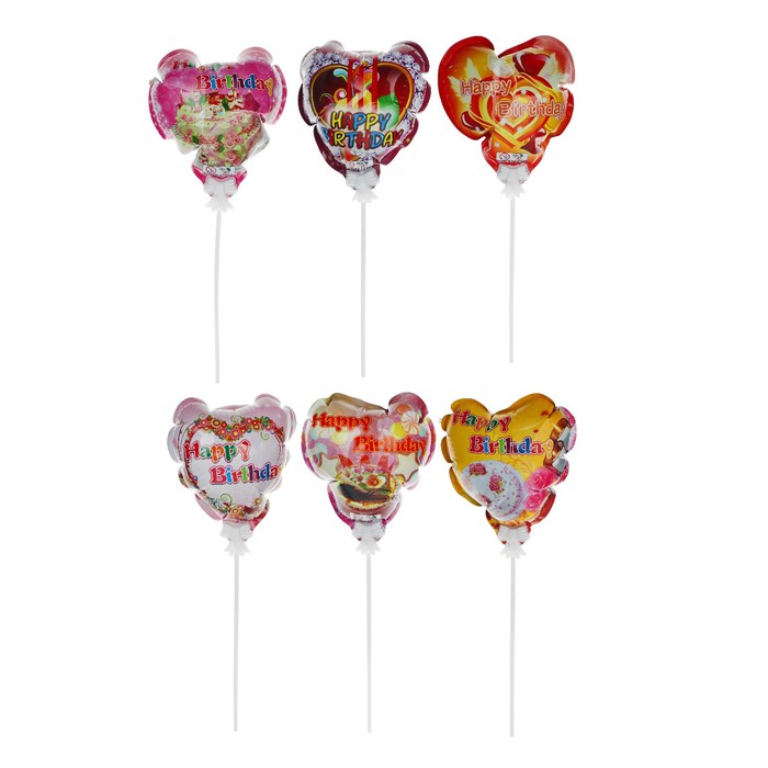 Шар-самодув 6" "С днём рождения", сердце на палочке