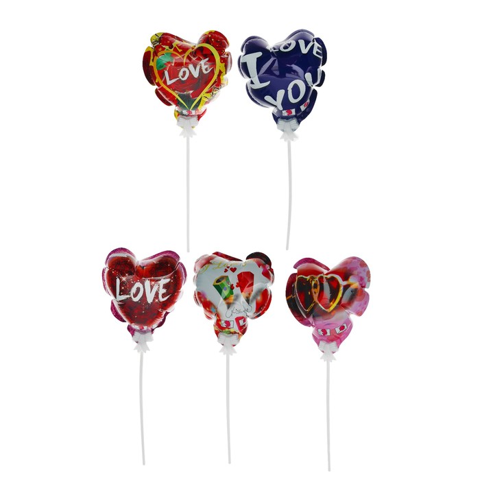 Шар-самодув 6" "Любовь", сердце на палочке, цвета МИКС
