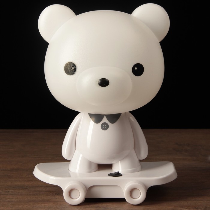 Лампа настольная LED 220В "Белый мишка на скейте" 30х22х17 см