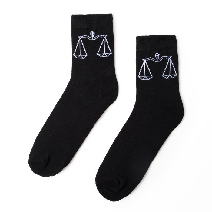 Носки мужские "Весы" черн. р-р 41-44 (27-29 см) 80% хл.,15% п/э, 5% эл.