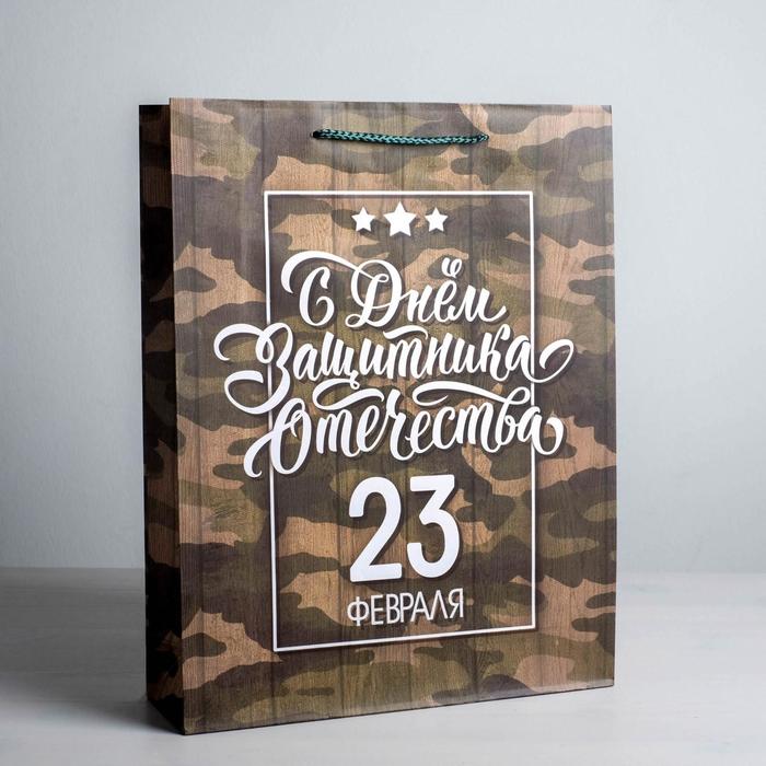 Пакет ламинированный вертикальный «С днём Защитника Отечества, 23 февраля», L 40 × 31 × 9 см