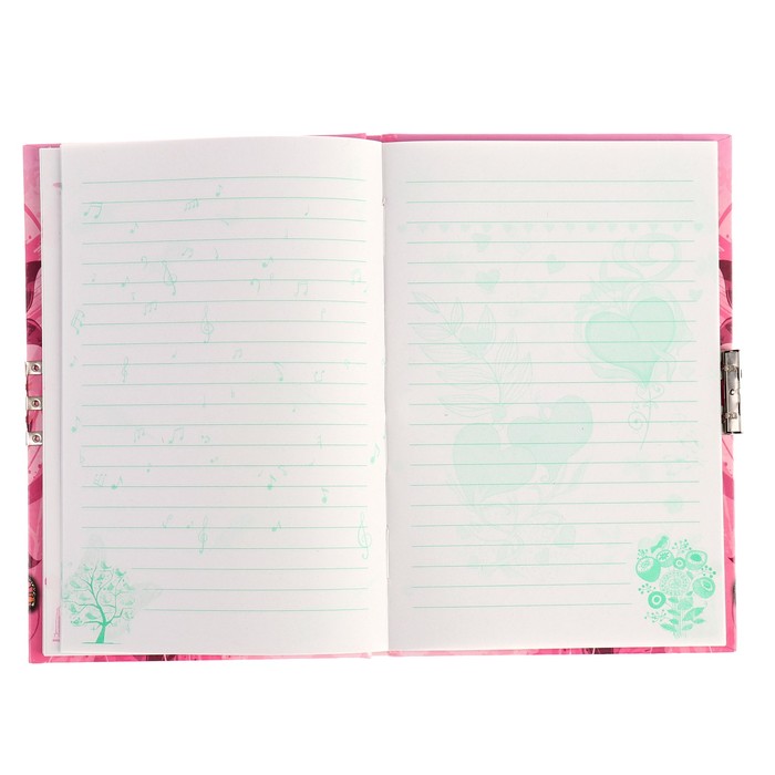 Записная книжка подарочная А5 56л лин на замке Бабочки МИКС