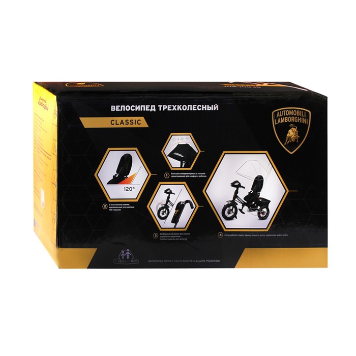 Велосипед трехколесный Lamborghini CLASSIC L2O, надувные колеса 12"/10", цвет оранжевый