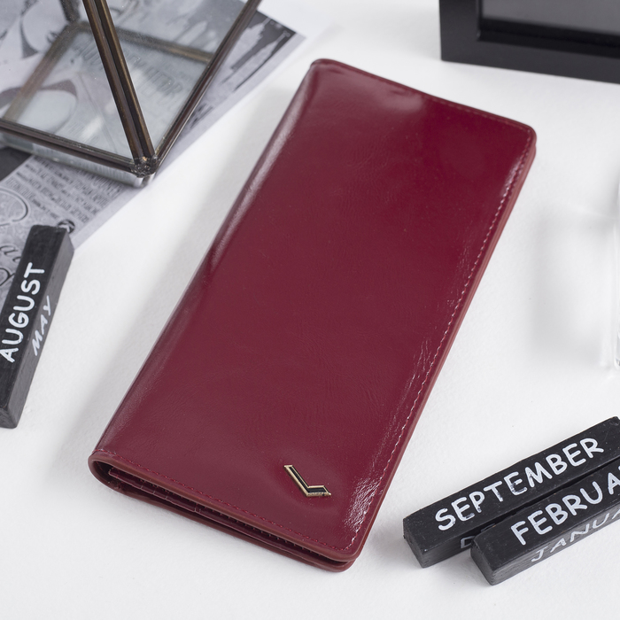 Кошелёк женский, 2 отдела, для карт, для монет, на магните, цвет бордовый