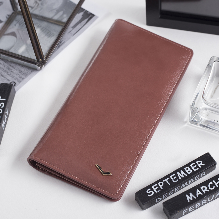 Кошелёк женский, 2 отдела, для карт, для монет, на магните, цвет пудровый