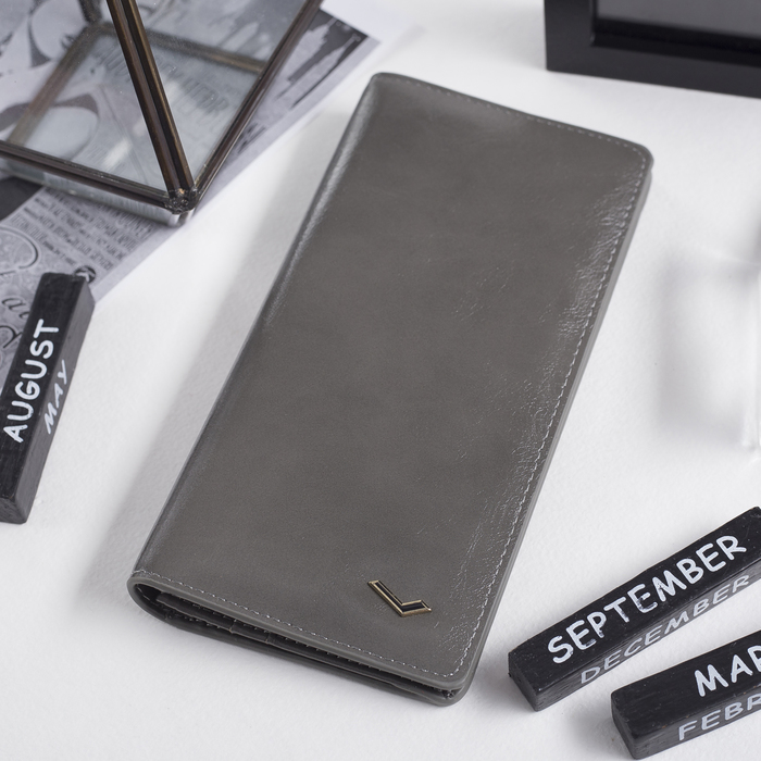 Кошелёк женский, 2 отдела, для карт, для монет, на магните, цвет серый